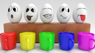 Paint the funny face eggs with the colours of the rainbow
