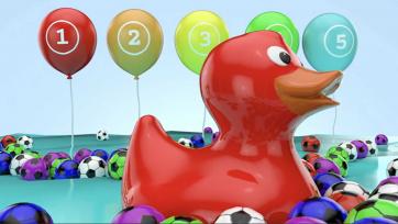 Count to ten with the rainbow ducks and balloons