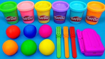 Rainbow Play-Doh Balls and Shape Tools for Kids