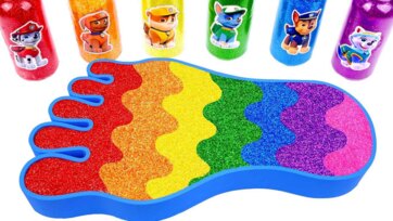 Slime Foot from Mixing Glitter - Rainbow Glitter Mixing Fun for Kids