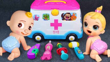 Funny Baby Doctor Play with Toy Ambulance - Kids Medical Rescue Pretend Story